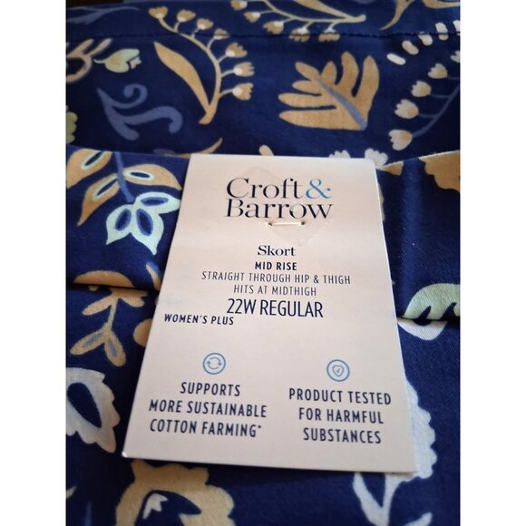 Croft & Barrow The Effortless Stretch Skort Women Size 22W Blue Floral Pockets - Picture 7 of 7